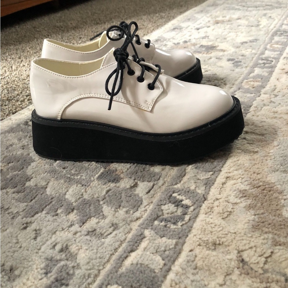 White Platform Oxford Shoes